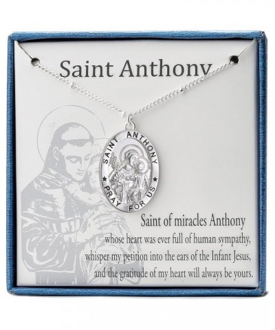 Saint Christopher/Michael/Jude/Joseph/Anthony Necklace for Women Girls Catholic Medal Pendant Jewelry 18+2 Inches Anthony-sil...