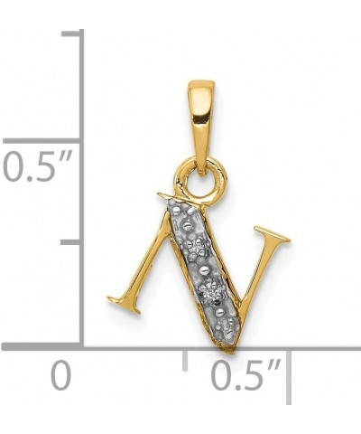 10K Yellow Gold Diamond Initial Charm Pendant (Length 15mm Width 8 mm) Initial: N $70.40 Pendants