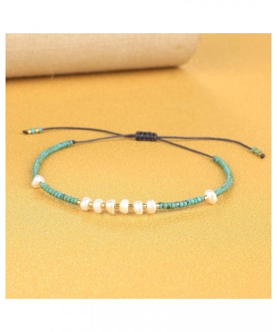 Strand Crystal Bracelets for Women Turquoise and Pearl Beads 8022G $11.39 Bracelets