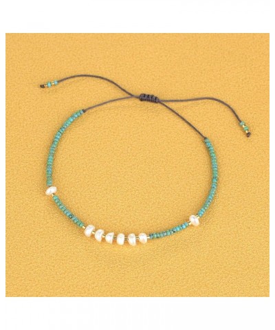 Strand Crystal Bracelets for Women Turquoise and Pearl Beads 8022G $11.39 Bracelets