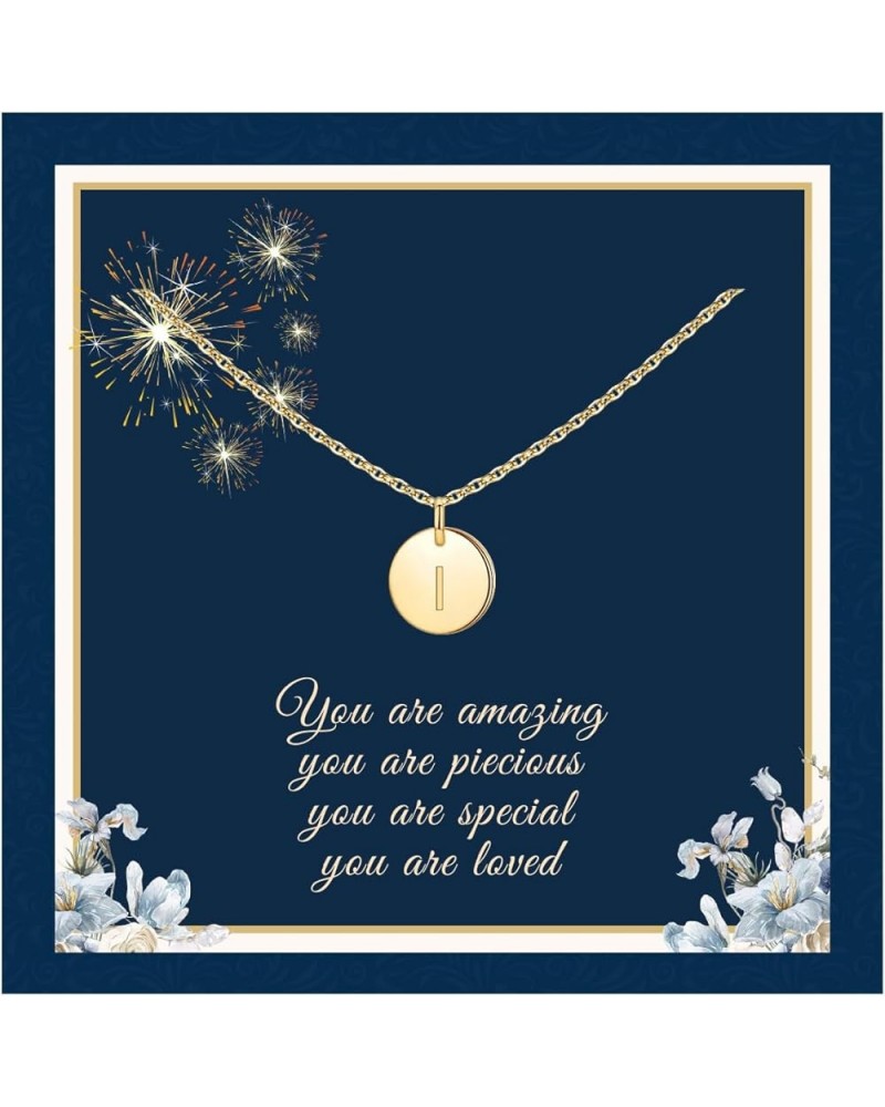 Initial Necklace Gold, Initial Necklaces for Women, Name Necklace Personalized, 18k Gold Plated Necklace Initial Round I $6.9...