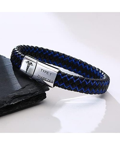 Blue Braided Leather Medical Symbol Caduceus with Magnetic Clasp Cuff Wristband Bracelet,6.9/7.5/8.5 7.5 Inches-Style 2 Symbo...