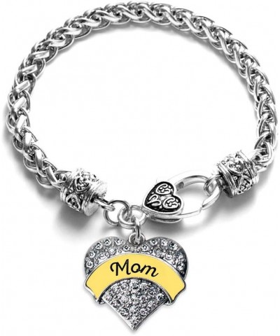 Silver Pave Heart Charm Bracelet with Cubic Zirconia Jewelry Yellow Mom $10.39 Bracelets