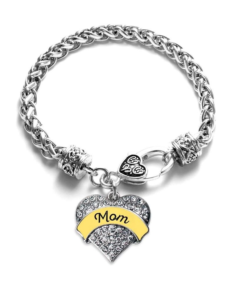 Silver Pave Heart Charm Bracelet with Cubic Zirconia Jewelry Yellow Mom $10.39 Bracelets