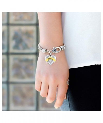 Silver Pave Heart Charm Bracelet with Cubic Zirconia Jewelry Yellow Mom $10.39 Bracelets