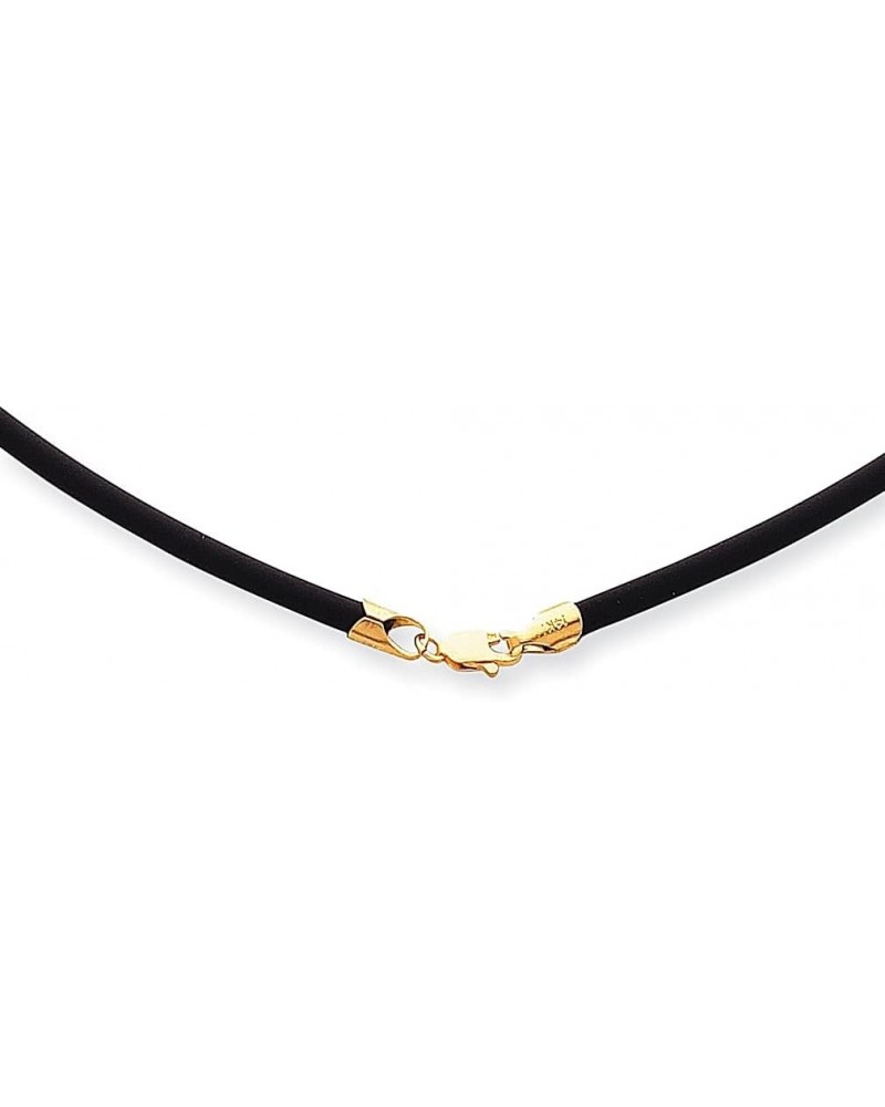 14k Yellow Gold 4mm 16 Inch Black Rubber Cord Chain Necklace Pendant Charm Leather Fine Jewelry For Women Gifts For Her $70.1...