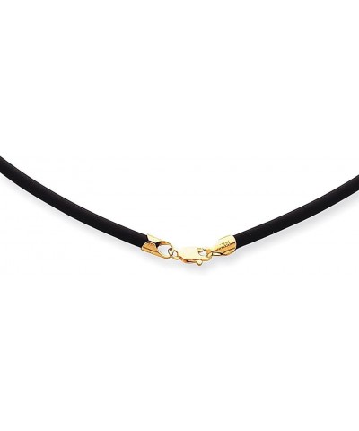 14k Yellow Gold 4mm 16 Inch Black Rubber Cord Chain Necklace Pendant Charm Leather Fine Jewelry For Women Gifts For Her $70.1...