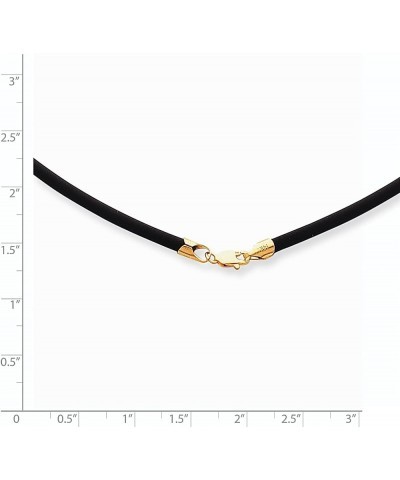 14k Yellow Gold 4mm 16 Inch Black Rubber Cord Chain Necklace Pendant Charm Leather Fine Jewelry For Women Gifts For Her $70.1...