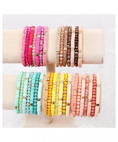 Bohemian Multi-Layer Beaded Stacking Statement Bracelets - Versatile Strand Stretch Sparkly Crystal Beads Wrap Slip-on Cuff B...