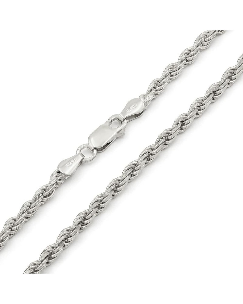 925 Italian Sterling Silver 1mm - 5.5mm Solid Rope Diamond Cut Chain, Rhodium Link Necklace or Bracelet 3.5mm $51.34 Necklaces