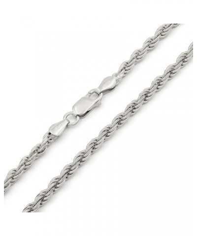 925 Italian Sterling Silver 1mm - 5.5mm Solid Rope Diamond Cut Chain, Rhodium Link Necklace or Bracelet 3.5mm $51.34 Necklaces