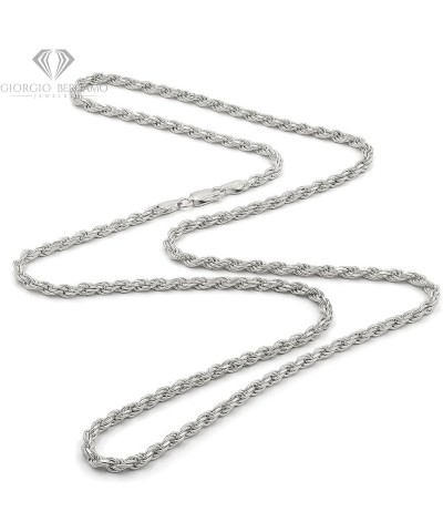 925 Italian Sterling Silver 1mm - 5.5mm Solid Rope Diamond Cut Chain, Rhodium Link Necklace or Bracelet 3.5mm $51.34 Necklaces