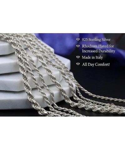 925 Italian Sterling Silver 1mm - 5.5mm Solid Rope Diamond Cut Chain, Rhodium Link Necklace or Bracelet 3.5mm $51.34 Necklaces