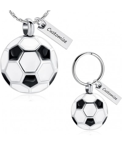 Football Cremation Jewelry for Ashes Memorial Urn Necklace Stainless Steel Soccer Pendant Keepsake Ashes Holder Customize $12...