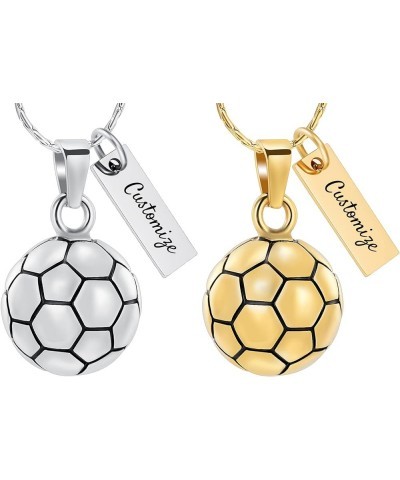 Football Cremation Jewelry for Ashes Memorial Urn Necklace Stainless Steel Soccer Pendant Keepsake Ashes Holder Customize $12...