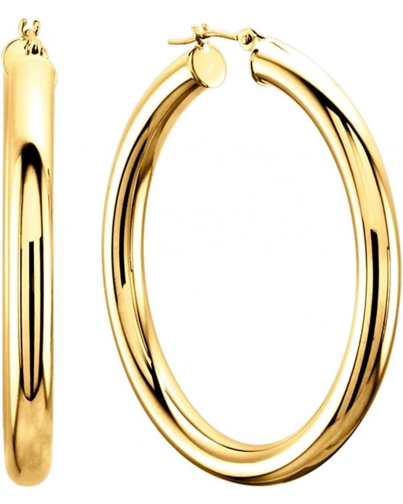 10k Yellow Gold 3mm Shiny Round Tube Hoop Earrings 30mm Diameter $105.20 Earrings