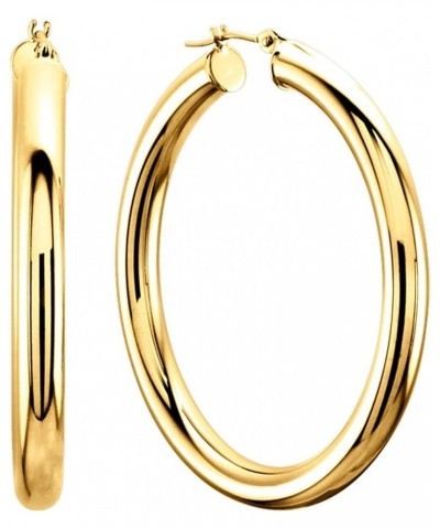 10k Yellow Gold 3mm Shiny Round Tube Hoop Earrings 30mm Diameter $105.20 Earrings