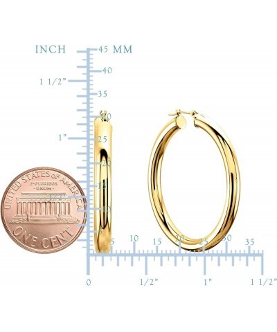 10k Yellow Gold 3mm Shiny Round Tube Hoop Earrings 30mm Diameter $105.20 Earrings