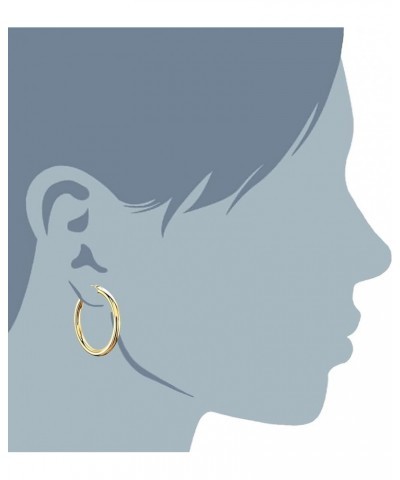 10k Yellow Gold 3mm Shiny Round Tube Hoop Earrings 30mm Diameter $105.20 Earrings