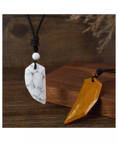 Wolf Wooth Stone Matching Couples Pendant Necklaces Howlite & Tiger Eye $13.50 Necklaces