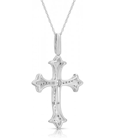 10K Gold or Silver Diamond Cross Pendant with Sterling Silver Chain Necklace (1/3 cttw, I-J Color, I2-I3 Clarity), 18 Yellow ...