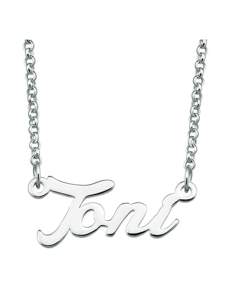 925 Sterling Silver Personalized Name Necklace Custom Made Nameplate Pendant Christmas Jewelry Gift for Women Girl Toni $13.1...