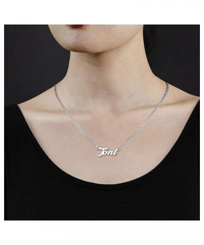 925 Sterling Silver Personalized Name Necklace Custom Made Nameplate Pendant Christmas Jewelry Gift for Women Girl Toni $13.1...