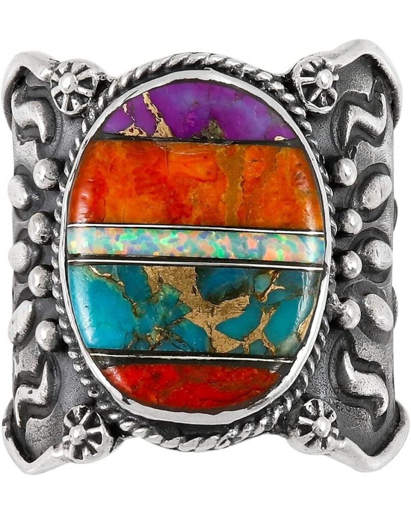 Sterling Silver Gemstone Ring with Genuine Turquoise (SELECT color) Multi-00 $28.62 Rings