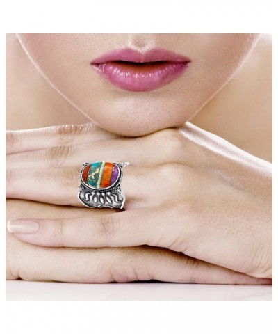 Sterling Silver Gemstone Ring with Genuine Turquoise (SELECT color) Multi-00 $28.62 Rings