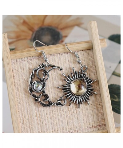 Retro Sun Moon Earrings & Necklace Moonstone Asymmetric Boho style Earrings for Women Jewelry earrings $6.39 Jewelry Sets