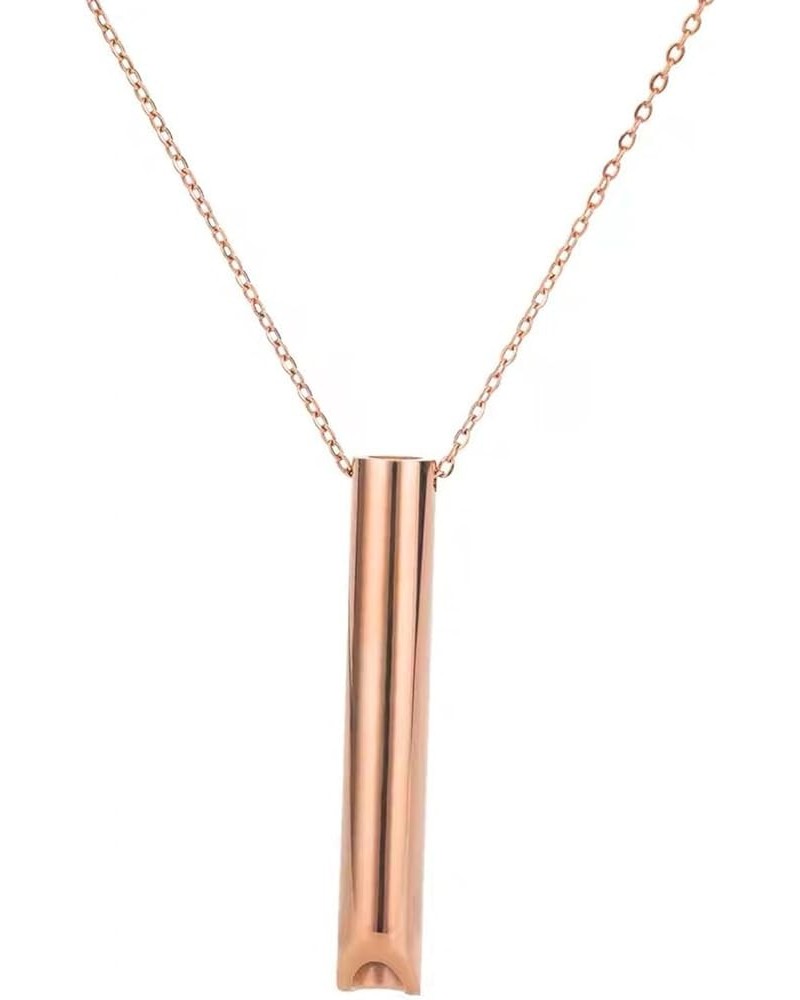 Necklace Pendant Solid Color Necklace Mindfulness Breathing Necklace Stainless Steel Women's Pendant Necklaces Rose Gold $4.2...