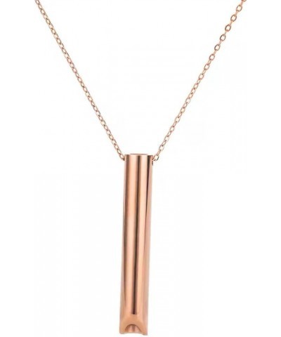 Necklace Pendant Solid Color Necklace Mindfulness Breathing Necklace Stainless Steel Women's Pendant Necklaces Rose Gold $4.2...