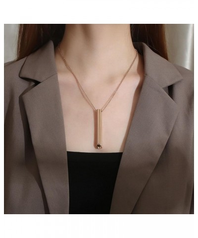 Necklace Pendant Solid Color Necklace Mindfulness Breathing Necklace Stainless Steel Women's Pendant Necklaces Rose Gold $4.2...