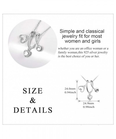 Stethoscope Pendant Necklace 925 Sterling Silver Heart Necklace Doctor Nurse Graduation Gift White $19.37 Necklaces