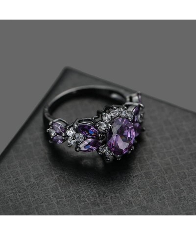 925 Sterling Silver Plated Created Sapphire Quartz&Topaz Cluster Women Band Ring Black US9 $3.84 Rings