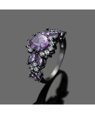 925 Sterling Silver Plated Created Sapphire Quartz&Topaz Cluster Women Band Ring Black US9 $3.84 Rings