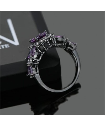 925 Sterling Silver Plated Created Sapphire Quartz&Topaz Cluster Women Band Ring Black US9 $3.84 Rings