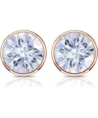 14k Gold Round Moissanite Stud Earrings (1 to 7ct TGW, G-H) Bezel-set, Push-Back Rose Gold 3.0 carats $223.48 Earrings