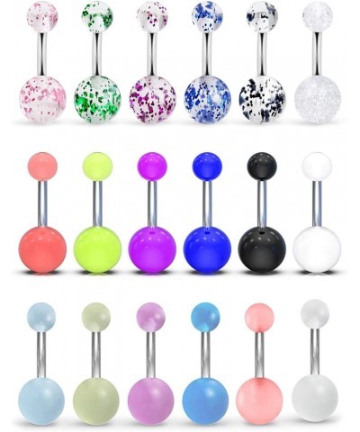 Glow in the Dark Belly Rings Surgical Steel Belly Button Rings for Women Girls Navel Bars Body Piercing Jewelry 14 Gauge 18 P...