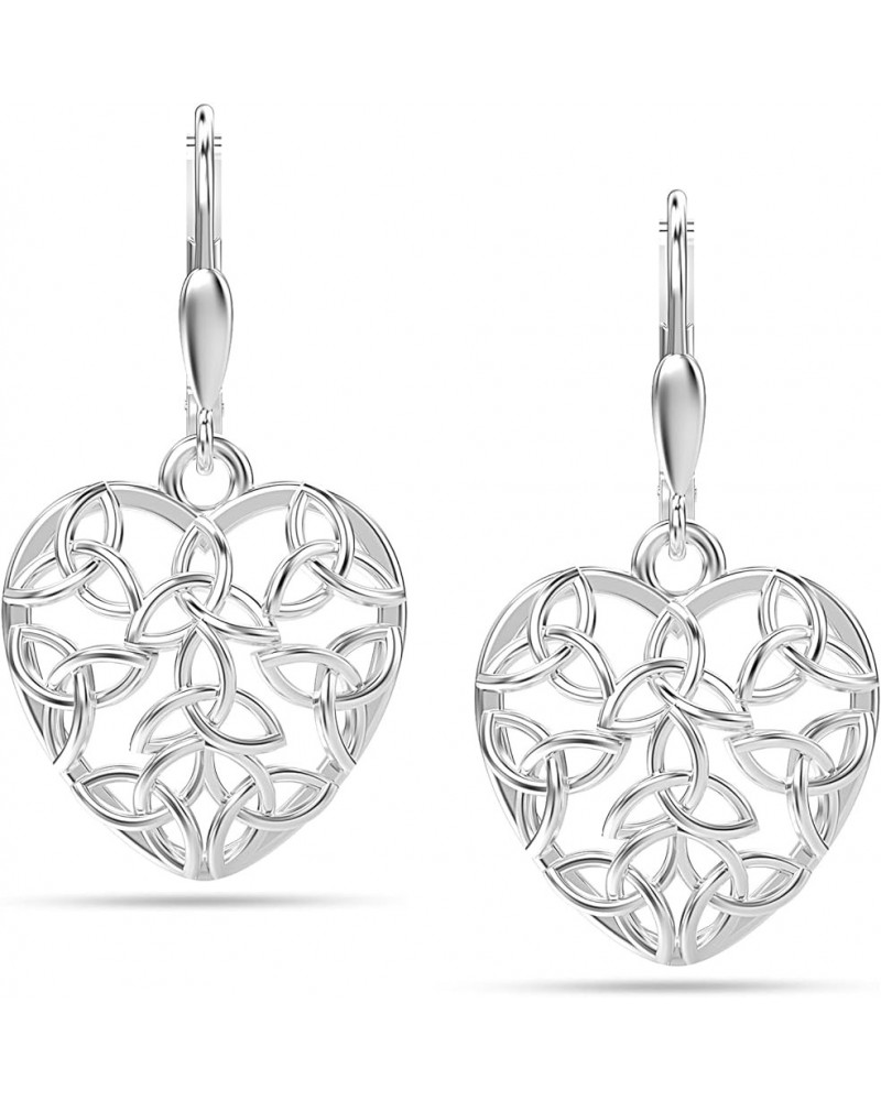 925 Sterling Silver Leverback Earrings Lightweight Filigree Heart Knot Teardrop Dangle Earring for Women | Valentine's Gift f...