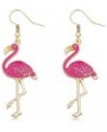 Pink Enamel Flamingo Bird Dangle Earrings Black Tone (Gold) Gold $9.12 Earrings