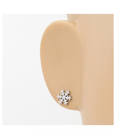 Stainless Steel Snow Flake Post Stud Earrings For Women Girls Gold Silver 10mm Silver $9.56 Earrings