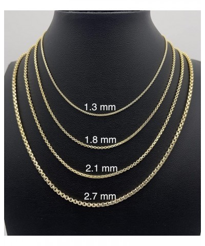 14K Real Gold Round Box Chain 1.3mm 1.8mm 2.1mm 2.7mm 3.4mm Yellow and White Real Gold Chains For Men Diamond Cut Link Chain ...