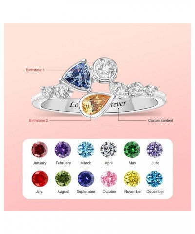 S925 Mothers Ring with 1-8 Simulated Birthstones Personalized Birthstone Ring for Women Custom Family Ring for Mother's Day A...