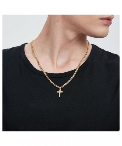 Simple Cross Necklace for Men Women with 18-26 Inch Chunky Cuban Chain, Durable Stainless Steel Black Gold Silver Cross Penda...