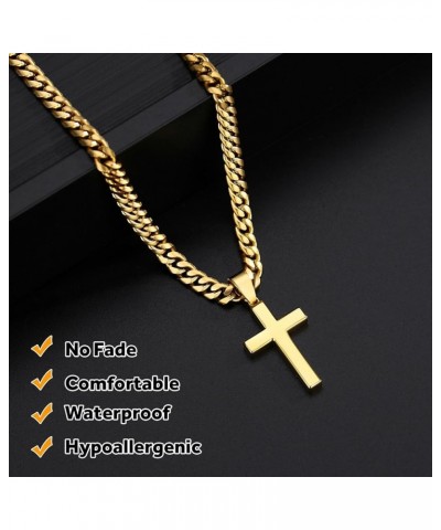 Simple Cross Necklace for Men Women with 18-26 Inch Chunky Cuban Chain, Durable Stainless Steel Black Gold Silver Cross Penda...