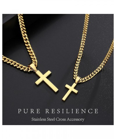 Simple Cross Necklace for Men Women with 18-26 Inch Chunky Cuban Chain, Durable Stainless Steel Black Gold Silver Cross Penda...