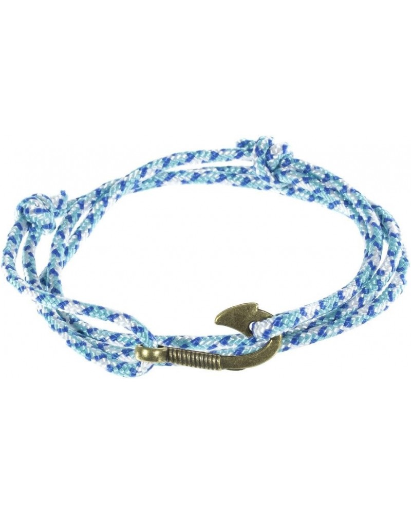 Women's Adjustable Nautical Anchor and Fish Hook Wrap Cuff Bracelets - Made of Nylon Rope Blue Shock - Bronze Fish Hook $8.25...