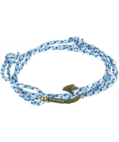 Women's Adjustable Nautical Anchor and Fish Hook Wrap Cuff Bracelets - Made of Nylon Rope Blue Shock - Bronze Fish Hook $8.25...