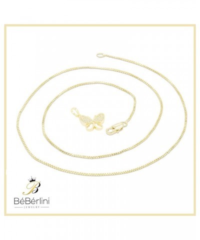 Butterfly Pendant 14K Gold Filled Rope Box Cuban Chain Necklace Set Lobster Clasp Fashion Cubic Zirconia Jewelry Gift CZ Char...